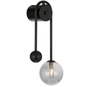 Telbix Felton Arm Wall Light Black and Smoke by Telbix, a Outdoor Lighting for sale on Style Sourcebook