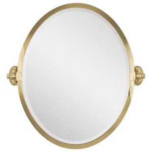 Leda Oval 48x60cm Tilt Mirror, Brushed Brass by null, a Bathroom Storage Cabinets for sale on Style Sourcebook