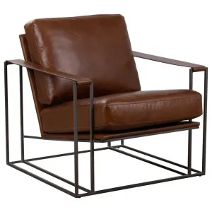 Fredo Leather Armchair, Havana Brown by Schots Home Emporium, a Chairs for sale on Style Sourcebook