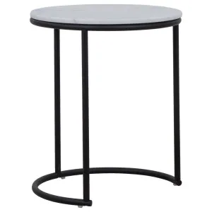 Taro 40cm Marble &amp; Steel Side Table White by Schots Home Emporium, a Side Table for sale on Style Sourcebook