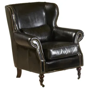 Wing Leather Armchair, Ebony Black by Schots Home Emporium, a Chairs for sale on Style Sourcebook