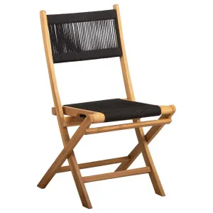 Tiki Folding Teak Chair (w/ Black Rope), Natural Sanded &amp; Black by Schots Home Emporium, a Outdoor Chairs for sale on Style Sourcebook