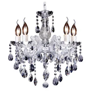 Zurich 5Lt Chandelier, Clear Glass &amp; Chrome by Lighting Inspirations, a Chandeliers for sale on Style Sourcebook