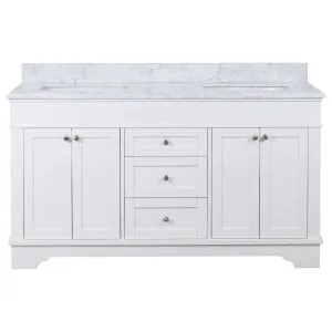 Fremont Marble Top Small Double Vanity, White by Schots Home Emporium, a Vanities for sale on Style Sourcebook