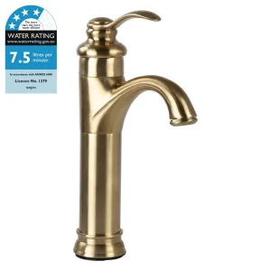 Swanley High Basin Tap Mixer, Satin Brass PVD by Schots Home Emporium, a Bathroom Taps & Mixers for sale on Style Sourcebook