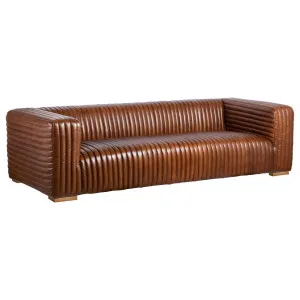 Harmon 3 Seat Havana Brown Leather Sofa w Timber Feet by Schots Home Emporium, a Sofas for sale on Style Sourcebook