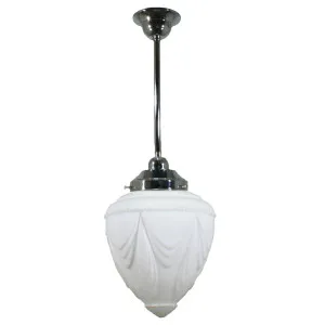 Empire Opal Matt 8&quot; Shade w 1/2&quot; x 1/2m Chrome Rod Pendant by Lighting Inspirations, a Lighting for sale on Style Sourcebook