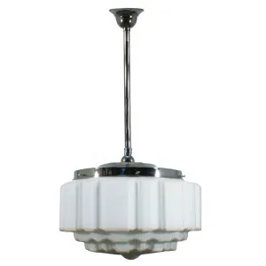 St Kilda Opal Matt 14&quot; Shade w 3/4&quot; x 1/2m Chrome Rod Pendant by Lighting Inspirations, a Lighting for sale on Style Sourcebook