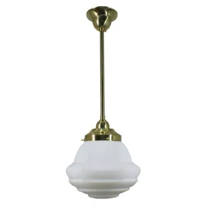 Parkville Opal Matt 9&quot; Shade w 1/2&quot; x 1/2m Brass Rod Pendant by Lighting Inspirations, a Lighting for sale on Style Sourcebook