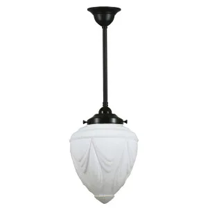 Empire Opal Matt 8&quot; Shade w 3/4&quot; x 1/2m Black Rod Pendant by Lighting Inspirations, a Lighting for sale on Style Sourcebook