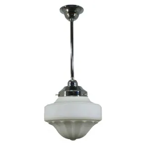 Derby Opal Matt 9&quot; Shade w 1/2&quot; x 1/2m Chrome Rod Pendant by Lighting Inspirations, a Lighting for sale on Style Sourcebook