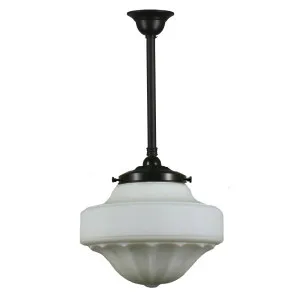 Derby Opal Matt 13&quot; Shade w 3/4&quot; x 1/2m Black Rod Pendant by Lighting Inspirations, a Lighting for sale on Style Sourcebook