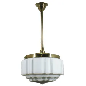 St Kilda Opal Matt 14&quot; Shade w 3/4&quot; x 1/2m Brass Rod Pendant by Lighting Inspirations, a Lighting for sale on Style Sourcebook