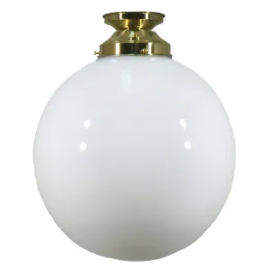 Opal Gloss Sphere 12&quot; Shade w 4 1/4&quot; Brass Batten Fix Light by Lighting Inspirations, a Lighting for sale on Style Sourcebook