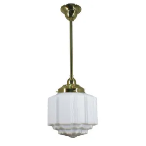 St Kilda Opal Matt 8&quot; Shade w 1/2&quot; x 1/2m Brass Rod Pendant by Lighting Inspirations, a Lighting for sale on Style Sourcebook