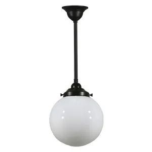 Opal Glass Sphere 8&quot; Shade w 3/4&quot; x 1/2m Black Rod Pendant by Lighting Inspirations, a Lighting for sale on Style Sourcebook