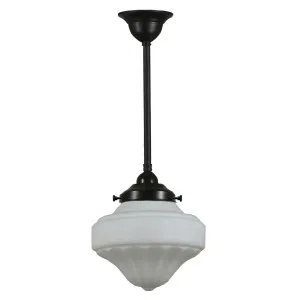 Derby Opal Matt 9&quot; Shade w 3/4&quot; x 1/2m Black Rod Pendant by Lighting Inspirations, a Lighting for sale on Style Sourcebook