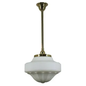 Derby Opal Matt 13&quot; Shade w 3/4&quot; x 1/2m Brass Rod Pendant by Lighting Inspirations, a Lighting for sale on Style Sourcebook