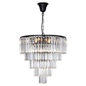 Celestial 49cm 10 Light 5 Tier Crystal Glass Chandelier, Black by null, a Lighting for sale on Style Sourcebook
