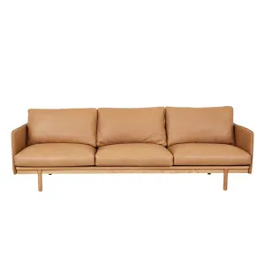 Tolv Pensive 3 Seater Sofa - Pecan Leather - Light Oak by null, a Sofas for sale on Style Sourcebook