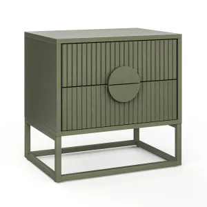 Braxton Ripple Bedside Table, Olive Green by L3 Home, a Bedside Tables for sale on Style Sourcebook