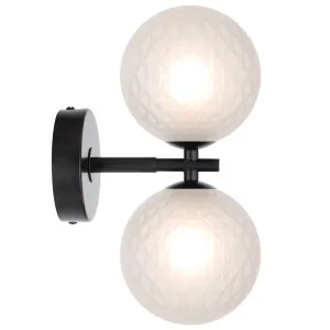 Telbix Black Felton 2 Light Wall Light Frost Tear by Telbix, a Wall Lighting for sale on Style Sourcebook