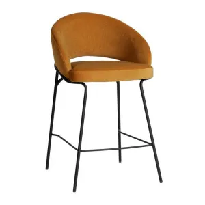 Rabi Black Bar Stool - Orange Gold Seat by Interior Secrets - AfterPay Available by Interior Secrets, a Bar Stools for sale on Style Sourcebook
