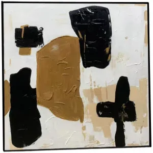 H082 Black Framed Full Hand Painted Artwork  100 cm x 100 cm by null, a Painted Canvases for sale on Style Sourcebook