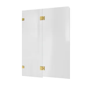 Bath Screen Kit ñ Fixed & Swing Double Panel 8mm Glass Swing Pivot Brushed Brass by Highgrove Bathrooms, a Showers for sale on Style Sourcebook
