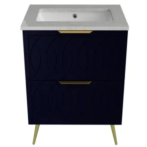 Sutherland House Vanity 600mm Centre WG Basin SilkSurface UC Top On Legs by Timberline, a Vanities for sale on Style Sourcebook