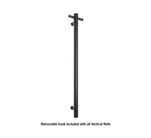 Round Vertical Single Non-Heated Towel Rail Matt Black 90cm x 14cm by Luxe Mirrors, a Towel Rails for sale on Style Sourcebook