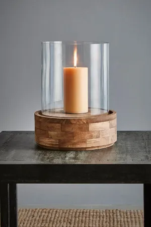 Amalfi Large - Dark Natural/Clear Glass - Glass and Wood Hurricane Lamp by Florabelle Living, a Decorative Accessories for sale on Style Sourcebook