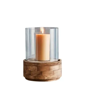 Amalfi Small - Dark Natural/Clear Glass - Glass and Wood Hurricane Lamp by Florabelle Living, a Decorative Accessories for sale on Style Sourcebook