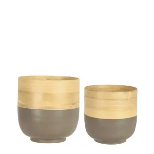 Blana Bamboo Planters Grey Set of 2 by Florabelle Living, a Plant Holders for sale on Style Sourcebook