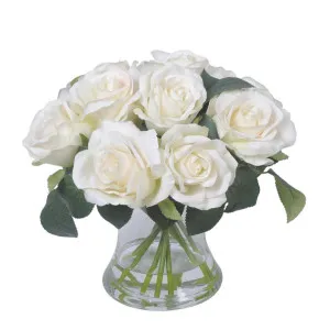Rose in Glass Vase White by Florabelle Living, a Plants for sale on Style Sourcebook