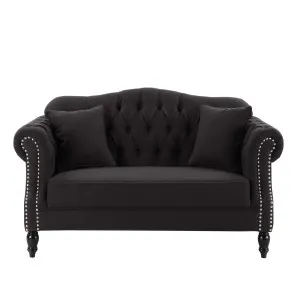Vaucluse Buttoned Tuffed 2 Seat Sofa Charcoal W/ Studs by Florabelle Living, a Sofas for sale on Style Sourcebook