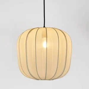 PUMPKIN CEILING PENDANT MEDIUM IVORY with Black Cord Drop by Florabelle Living, a Pendant Lighting for sale on Style Sourcebook