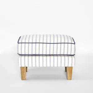 Bondi Hamptons Ottoman Blue/White Pin Stripe by Florabelle Living, a Stools for sale on Style Sourcebook