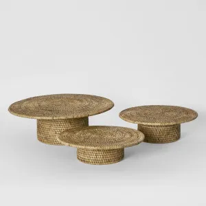 Paume Rattan Footed Stand Set 3 Natural by Florabelle Living, a Platters & Serving Boards for sale on Style Sourcebook