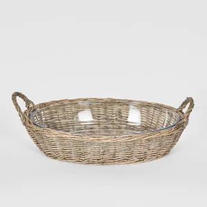 Oval Basket With Glass Dish by Florabelle Living, a Baskets & Boxes for sale on Style Sourcebook