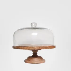 Wood Cake Stand With Glass Cloche by Florabelle Living, a Platters & Serving Boards for sale on Style Sourcebook