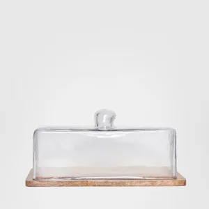 Rectangle Glass Cloche With Wood Base 30cm by Florabelle Living, a Platters & Serving Boards for sale on Style Sourcebook