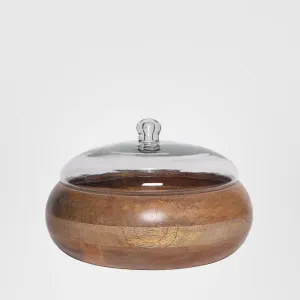 Wood Bowl With Glass Lid LGE by Florabelle Living, a Platters & Serving Boards for sale on Style Sourcebook