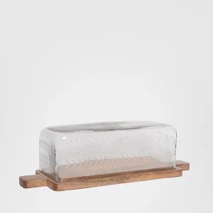 Rectangle Glass Cloche With Wood Base 42cm by Florabelle Living, a Platters & Serving Boards for sale on Style Sourcebook