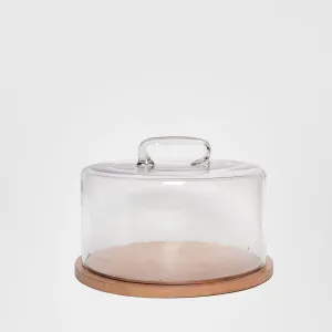 Round Glass Cloche With Wood Base 30cm by Florabelle Living, a Platters & Serving Boards for sale on Style Sourcebook