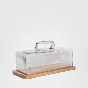 Rectangle Glass Cloche With Wood Base 32cm by Florabelle Living, a Platters & Serving Boards for sale on Style Sourcebook