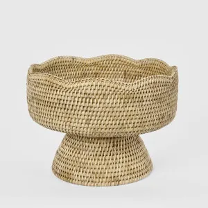 Paume Scallop Rattan Fruit Bowl on Stand Natural by Florabelle Living, a Platters & Serving Boards for sale on Style Sourcebook