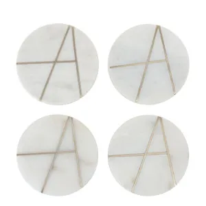 Graze Marble Coaster Round White Inlay by Florabelle Living, a Kitchenware for sale on Style Sourcebook