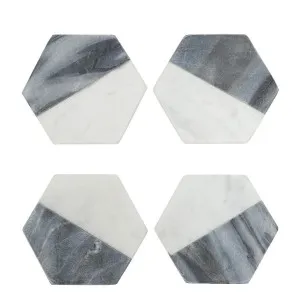 Graze Marble Coaster Hexagon White & Grey by Florabelle Living, a Kitchenware for sale on Style Sourcebook
