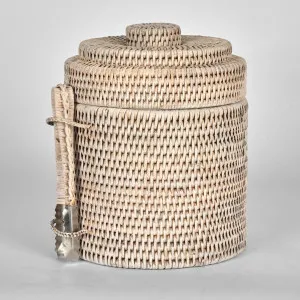 Paume Rattan Ice Bucket w Tong White Wash by Florabelle Living, a Barware for sale on Style Sourcebook